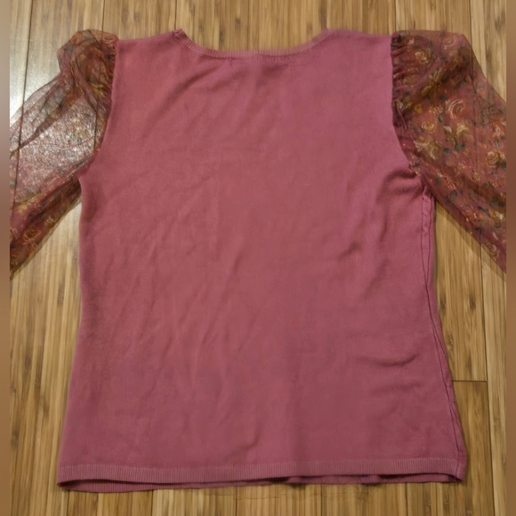 💚 NWOT A Love Story Pink Top with Sheer Sleeves - Picture 8 of 9